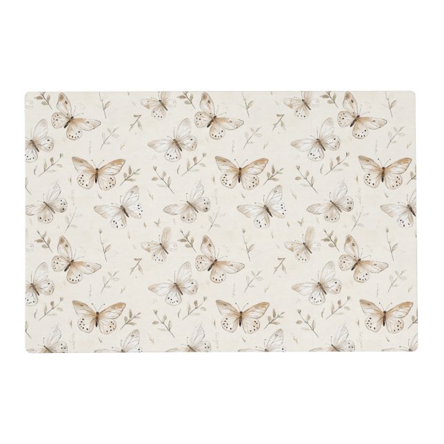 Chic Cream Butterflies Birthday Placemat (Front)