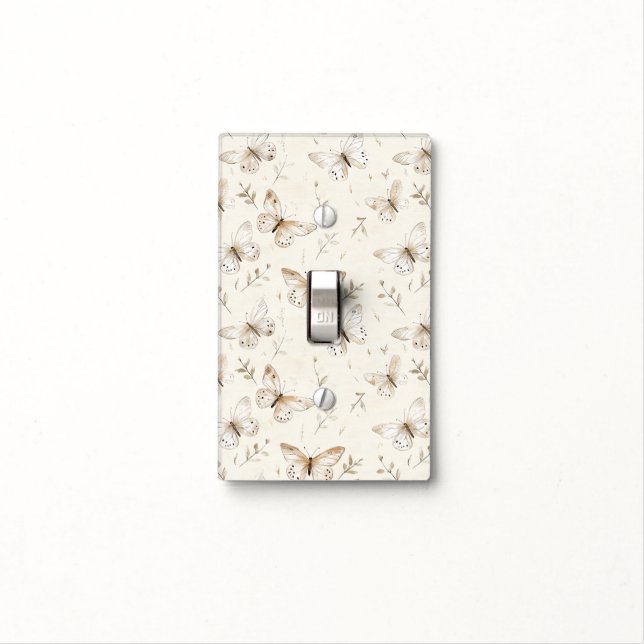 Chic Cream Butterflies   Light Switch Cover (In Situ)