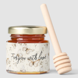 Chic Cream Butterflies Wedding Honey Jar Favors