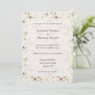Chic Cream Butterflies Wedding Invitation