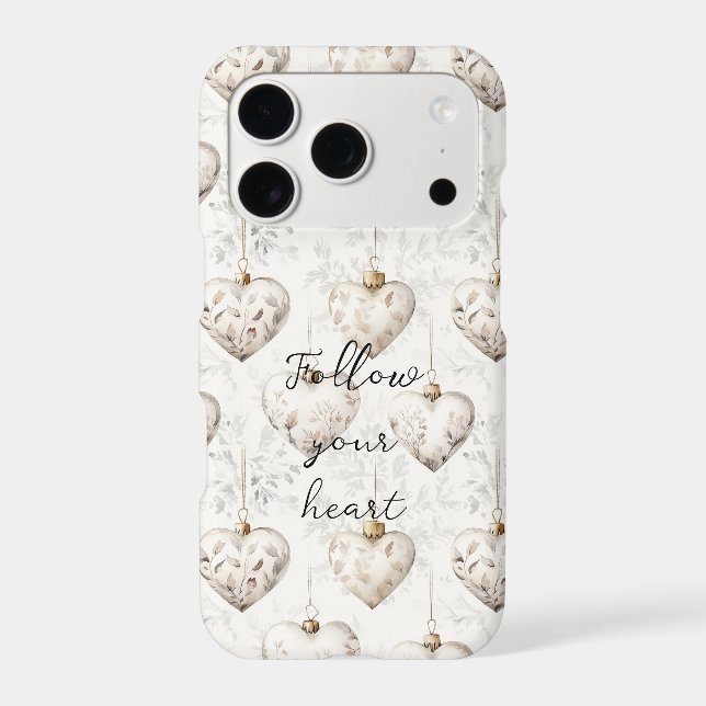 Chic Cream Grey Hearts Ornaments   Case-Mate iPhone Case (Back)
