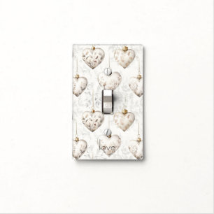 Chic Cream Grey Hearts Ornaments Light Switch Cover
