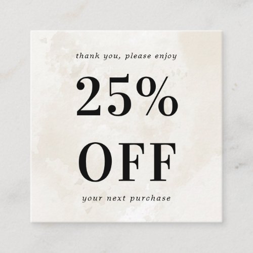 Chic Cream Marble Bold Typography Small Business Discount Card