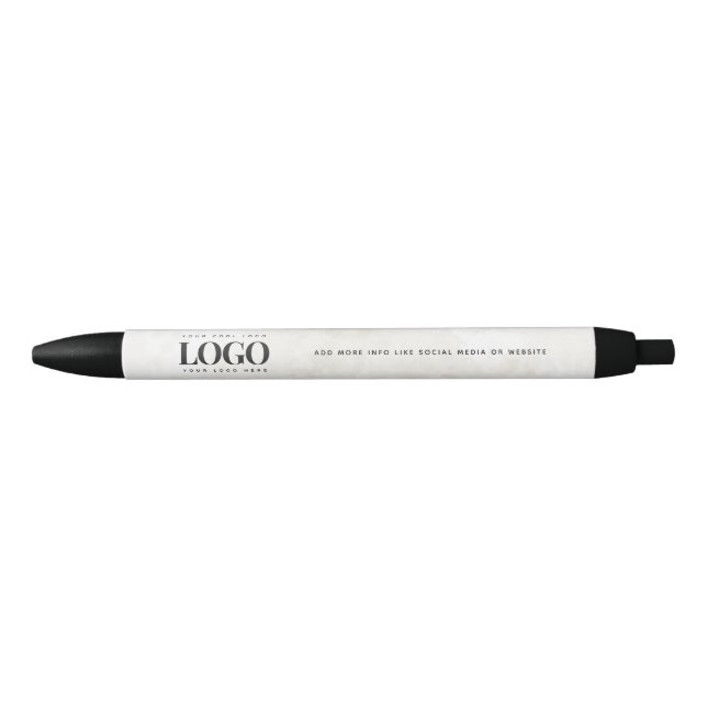 Chic Cream Marble Company Logo Business Custom Pen (Front)