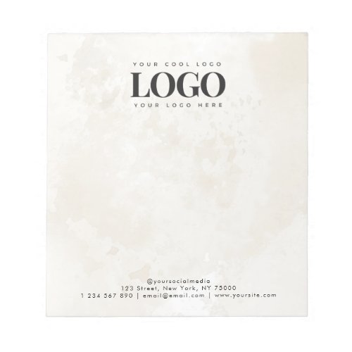 Chic Cream Marble Your Custom Business Logo Here  Notepad