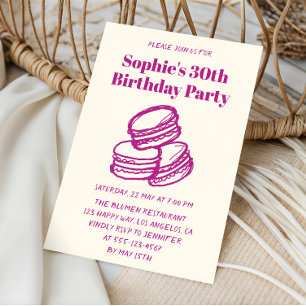 Chic Cream & Purple Macaron 30th Birthday Party   Invitation