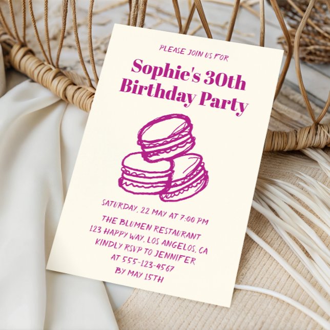 Chic Cream & Purple Macaron 30th Birthday Party   Invitation (Creator Uploaded)