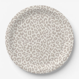 Chic Cream Taupe Animal Print  Paper Plates