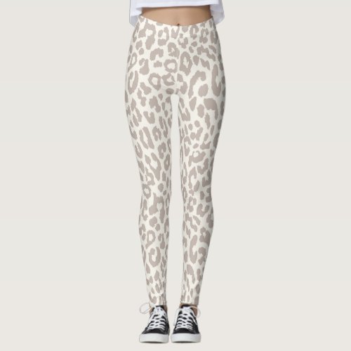 Chic Cream Taupe Animal Print Yoga Leggings