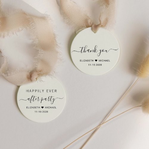 Chic Cream Wedding After Party Thank You Favor Tags