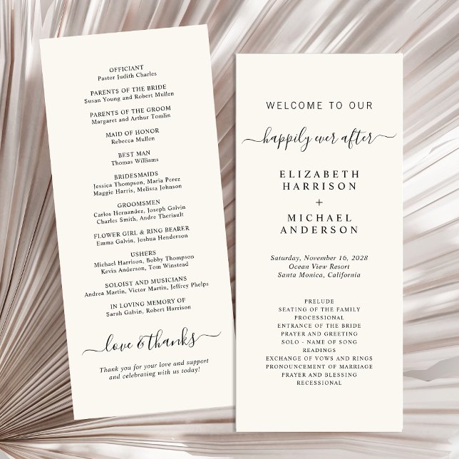 Chic Cream Wedding Ceremony Program (Creator Uploaded)