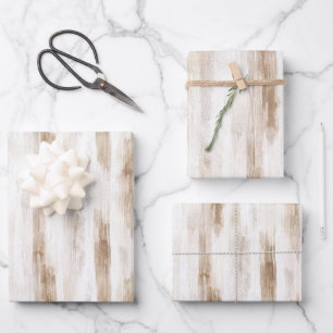 Chic Cream White Brown Stripes Bridal Shower Wrapping Paper Sheets