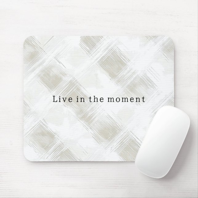 Chic Cream White Stripes Mouse Pad (With Mouse)