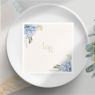 Chic Creamy Blush & Blue Hydrangea Wedding  Napkins