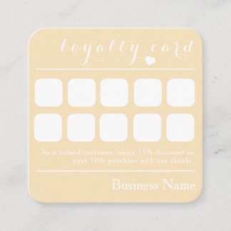 CHIC CREAMY YELLOW 10 PUNCH BUSINESS LOYALTY CARD