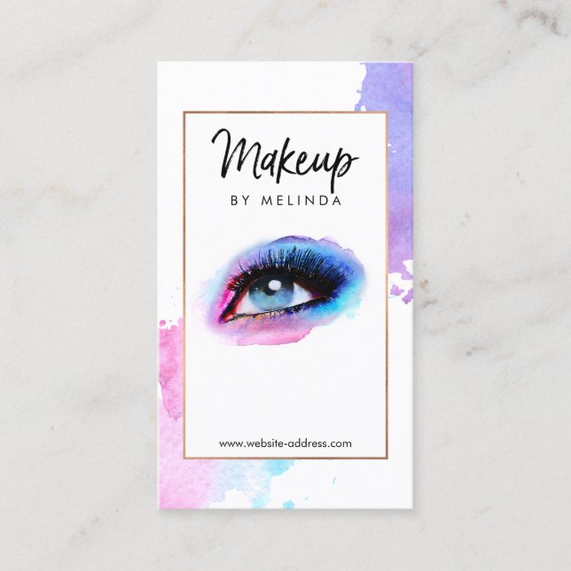 Chic Creative Watercolor Eye Makeup Artist Business Card (Front)