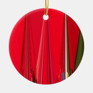 Chic Crimson Petal Symphony: Red Abstract Design O Ceramic Ornament