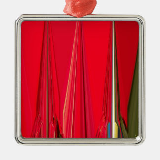 Chic Crimson Petal Symphony: Red Abstract Design O Metal Ornament