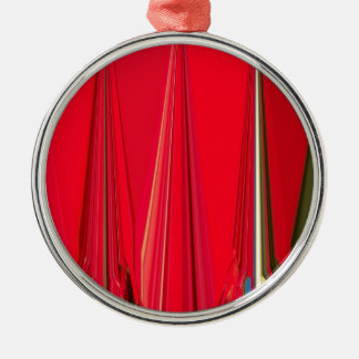 Chic Crimson Petal Symphony: Red Abstract Design O Metal Ornament