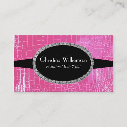 Chic Crocodile skin Rhinestones Business Card