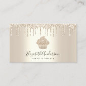 Chic Cupcake Bakery Pastry Chef Gold Glitter Drips Business Card (Front)