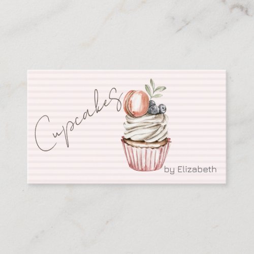 Chic Cupcake MacaroonSweetsStriped Business Card