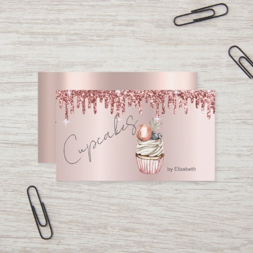  Chic Cupcakes Macaroon Rose Gold Drips  Business Card