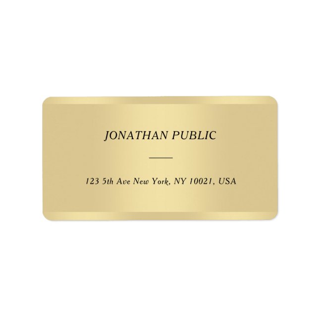 Chic Cursive Font Name Template Gold Address Label (Front)