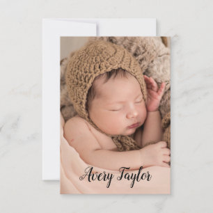Chic Custom Baby Photo Name Script Birth Announcement