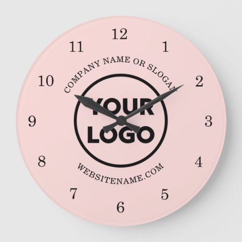 Chic Custom Business Logo and Text on Pink Large Clock