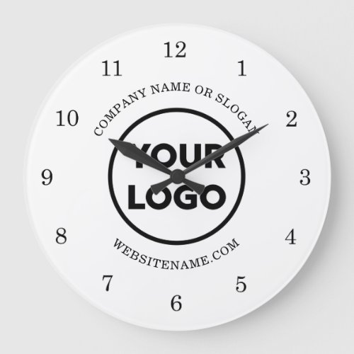 Chic Custom Business Logo and Text on White Large Clock