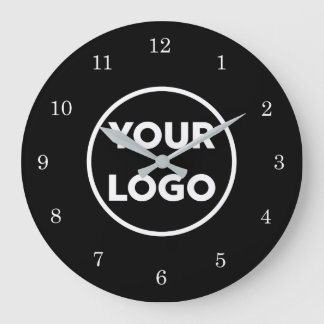 Chic Custom Business Logo on Black Background Large Clock