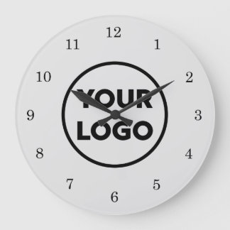 Chic Custom Business Logo on Grey Large Clock
