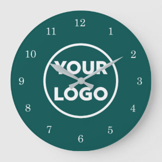 Chic Custom Business Logo on Teal Background Large Clock