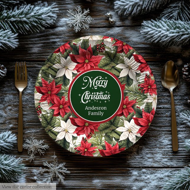 Chic Custom Christmas Floral Paper Plates Gift  (Chic Custom Christmas Floral Paper Plates Gift )