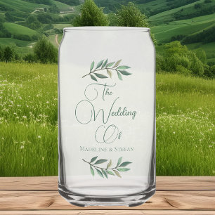 Chic Custom Eucalyptus Leaves Botanical Wedding Can Glass