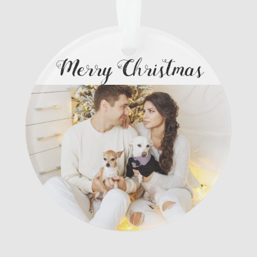 Chic Custom Family Couple Photo Holiday Christmas Ornament