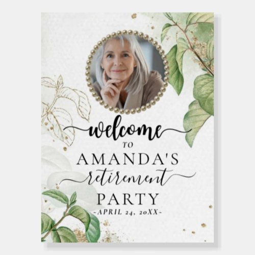 Chic Custom Foliage Photo Retirement Welcome Sign