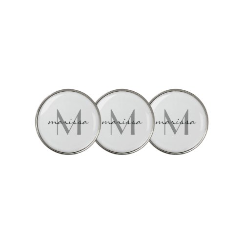 Chic Custom Ladies Gray Name Monogram Golf Ball Marker