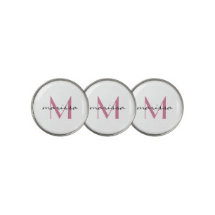 Chic Custom Ladies Pink Name Monogram Golf Ball Marker