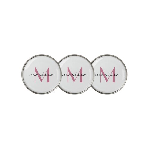 Chic Custom Ladies Pink Name Monogram Golf Ball Marker