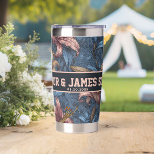 Chic Custom Lilies Tumbler For Newlywed Gift