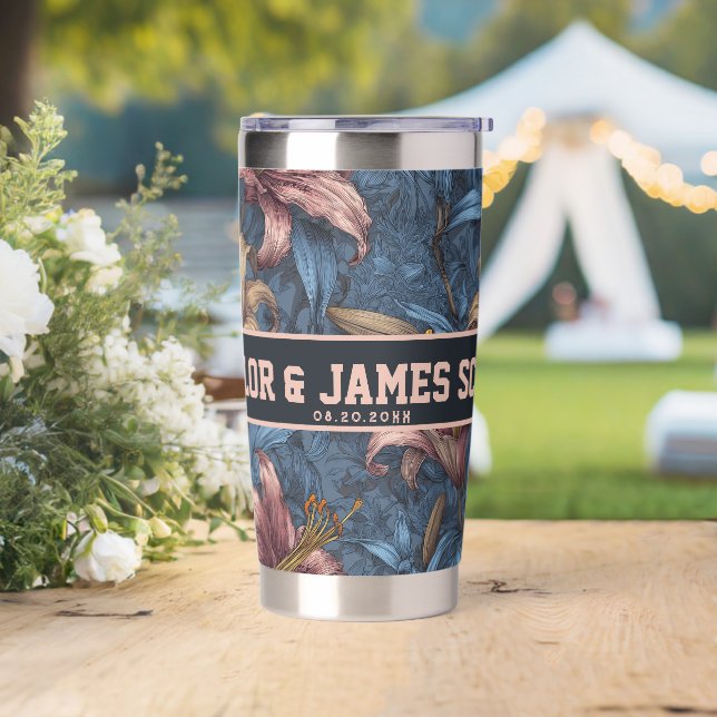 Chic Custom Lilies Tumbler For Newlywed Gift (Wedding)
