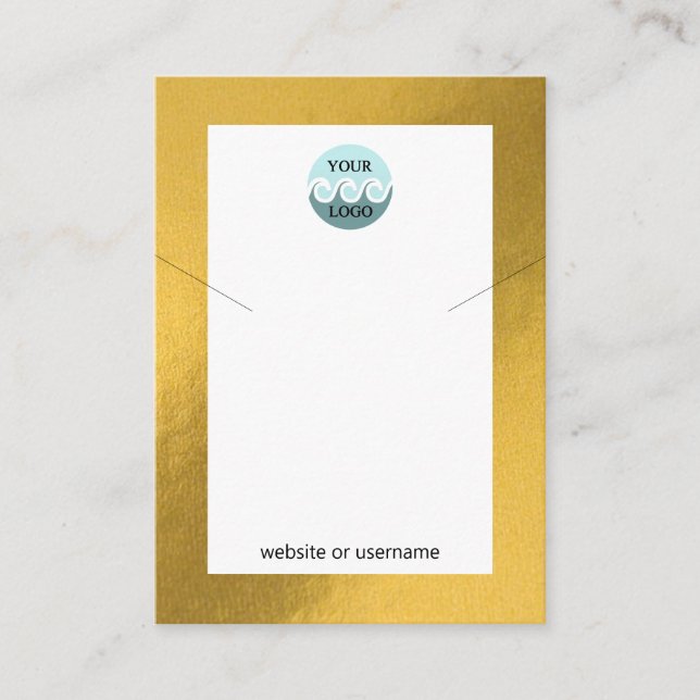 Chic custom logo gold frame necklace display card (Front)