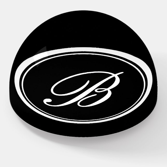 Chic custom monogram acrylic paperweight gift (Angled)