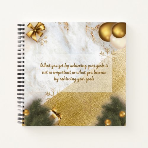 Chic Custom Motivational Quote green Gold Marble Notebook