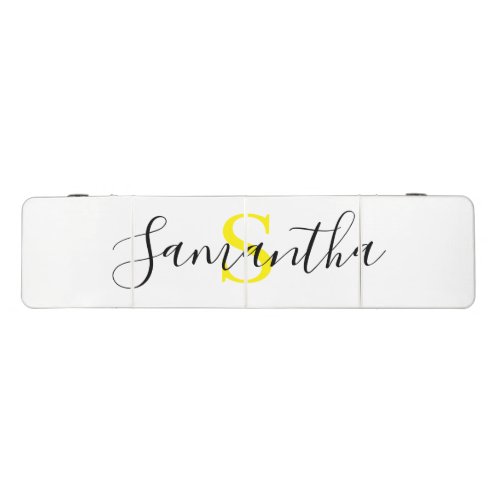 Chic Custom Name Calligraphy Gold Monogram White Beer Pong Table