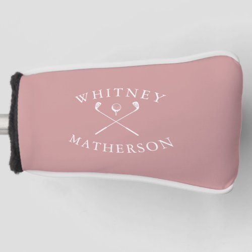 Chic Custom Name Dusty Rose And White Golf Clubs  Golf Head Cover