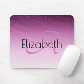 Chic Custom Name Monogram Purple Ombre Streaks Mouse Pad