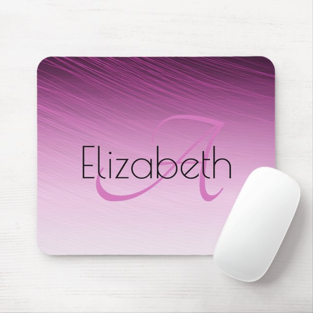 Chic Custom Name Monogram Purple Ombre Streaks Mouse Pad (With Mouse)